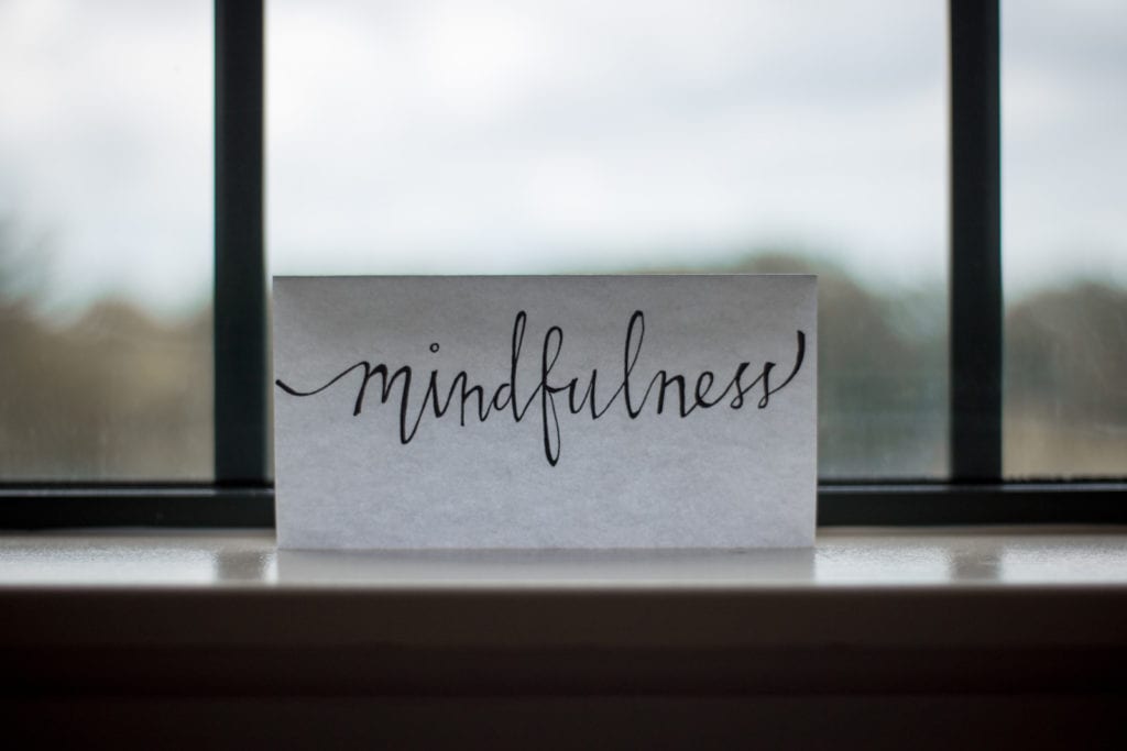 'mindfulness' written on a card